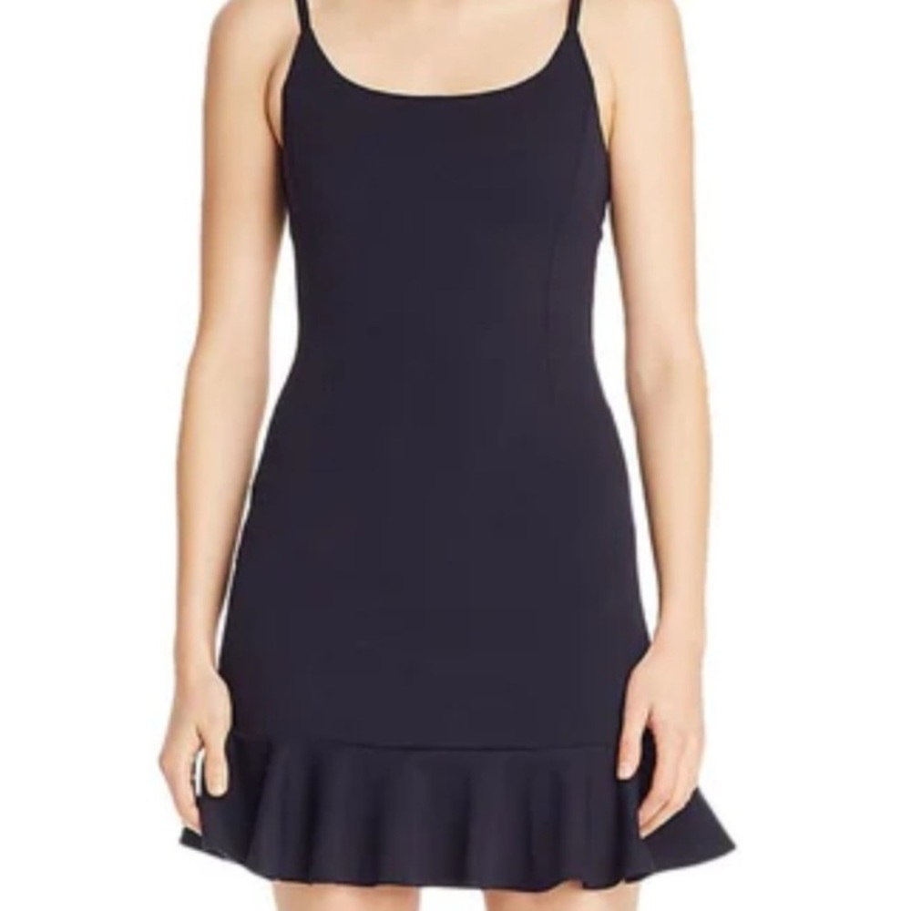 AQUA
RUFFLED SLEEVELESS MINI DRESS